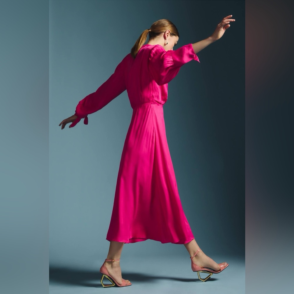 FARM Rio Pink Long-Sleeve Cutout Dress